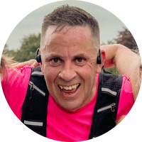 Darren Goult smiling after completing his R2P leg Darren Goult smiling after completing his R2P leg